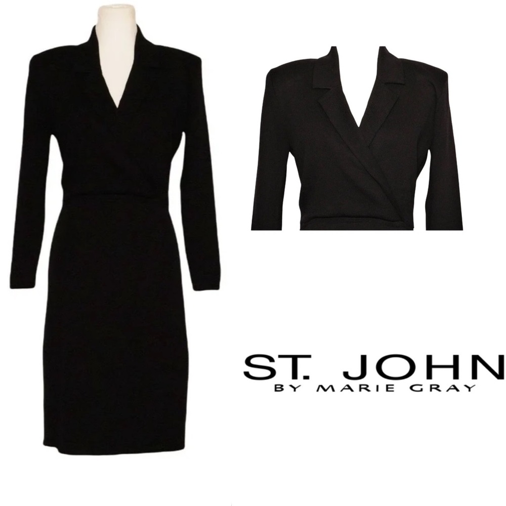 Vintage St. John Santana Knit Midi Wrap Dress